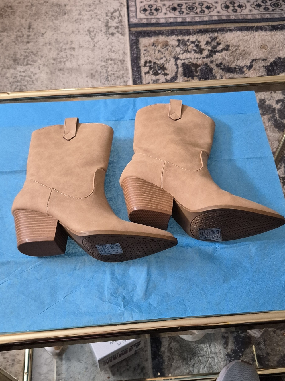Pink Lily Taupe Pointed Toe Mid Heel Ankle Boots - Picture 10 of 11